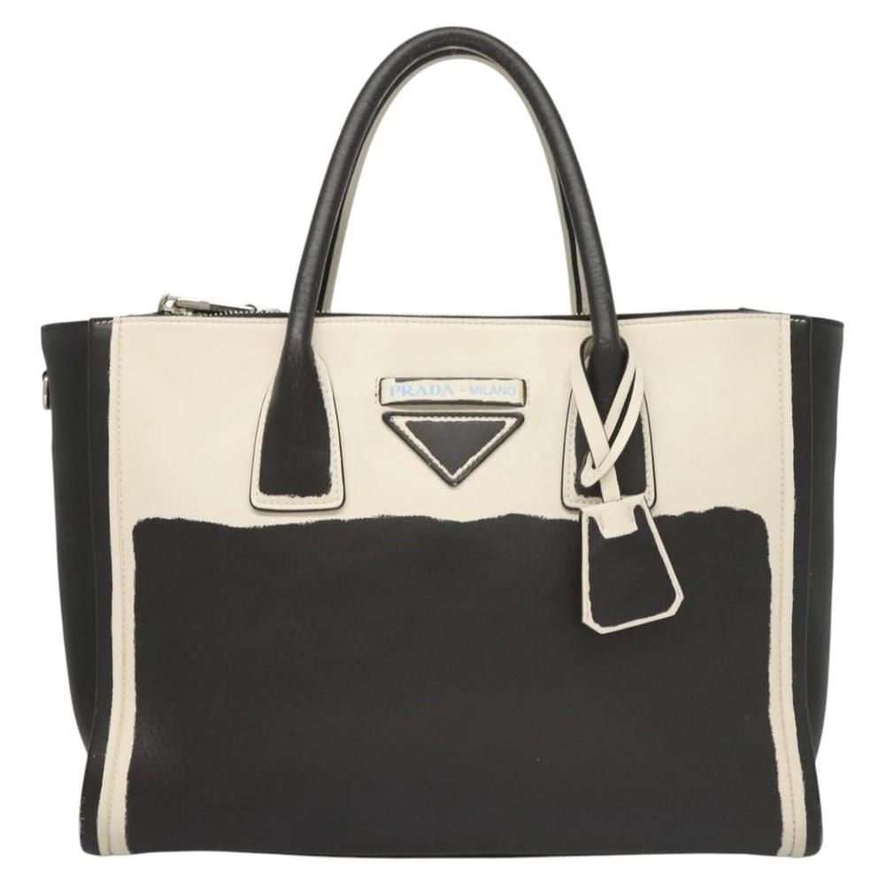PRADA Hand Bag Leather Black White Auth 122125 - Picture 13 of 16